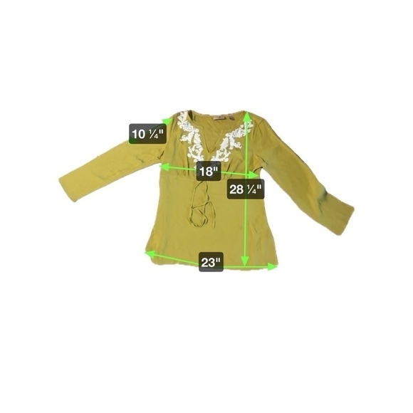 i.e. Women's 100% Silk Boho Gyspy Green Tunic Lace Empire Waist Size Medium - Picture 5 of 12